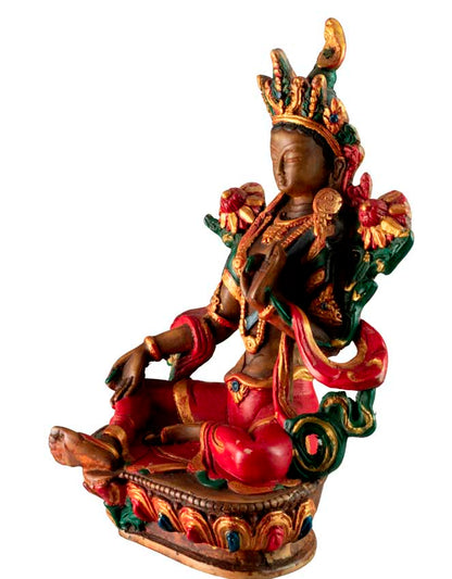 Statue Bouddhiste Tara Verte En Résine – Symbole De Méditation Et De Compassion