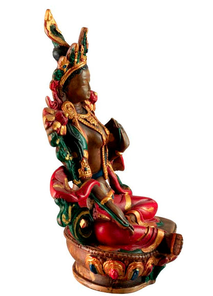 Statue Bouddhiste Tara Verte En Résine – Symbole De Méditation Et De Compassion