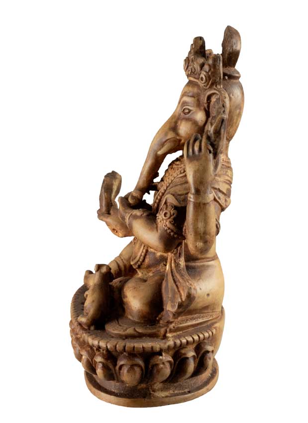 Statue Ganesh Assis En Résine Beige – Artisanat Népalais