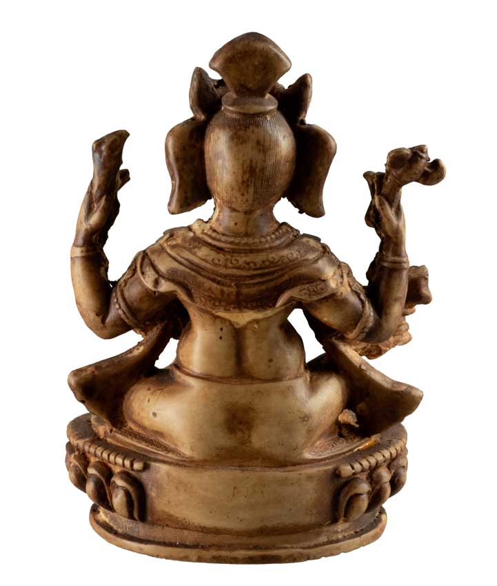 Statue Ganesh Assis En Résine Beige – Artisanat Népalais