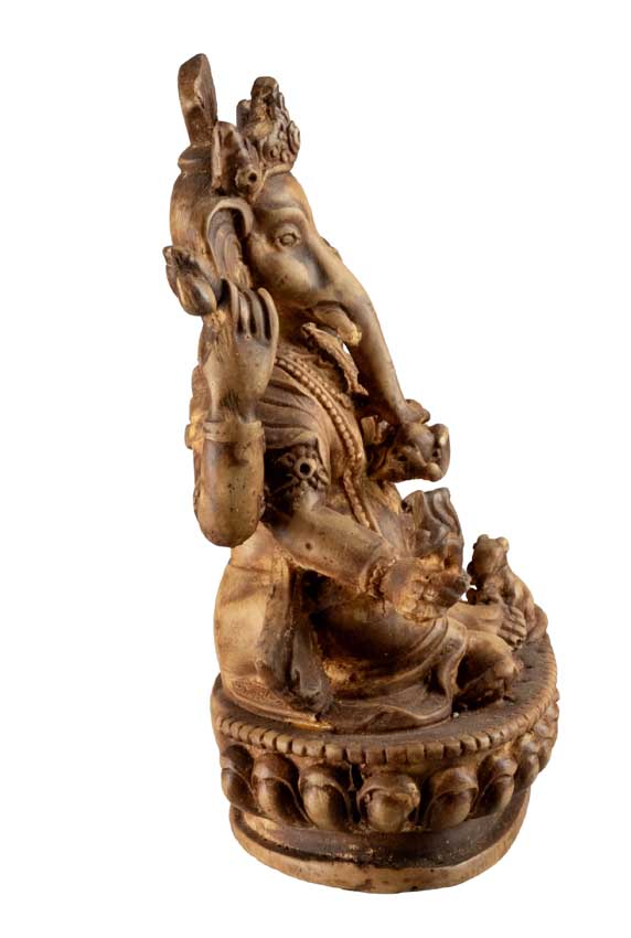 Statue Ganesh Assis En Résine Beige – Artisanat Népalais