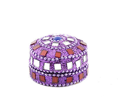Petite Boîte Décorative Violette en Métal – Artisanat Indien