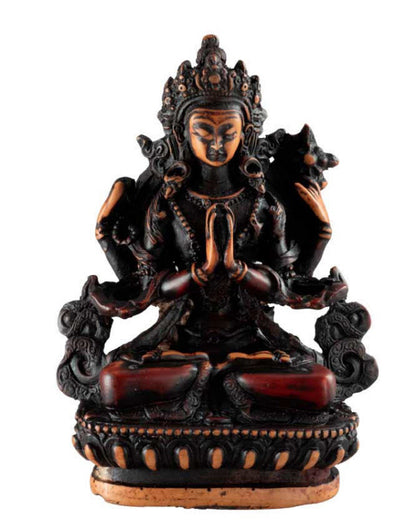 Statue Chenrezig en Résine Bicolore – Artisanat Bouddhiste du Népal