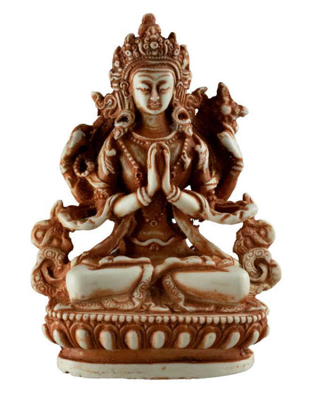 Statue Chenrezig en Résine Patinée – Avalokiteshvara Bouddhiste du Népal