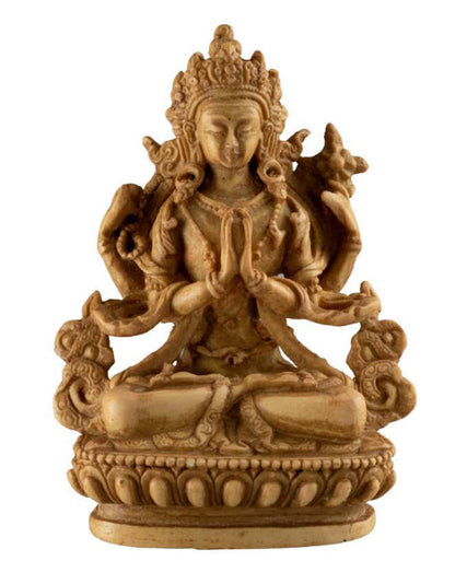 Statue Chenrezig en Résine Marron Clair – Artisanat Bouddhiste du Népal