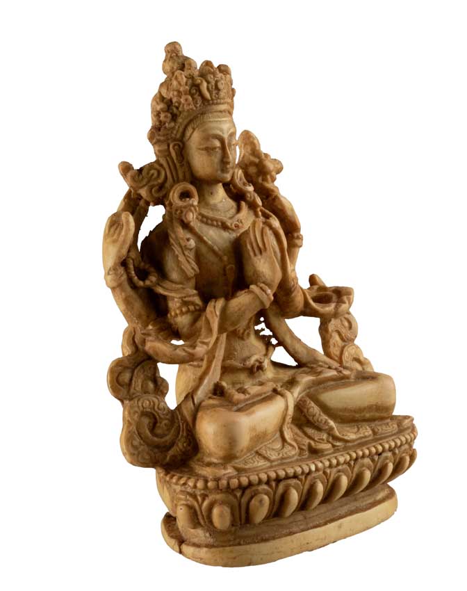 Statue Chenrezig en Résine Marron Clair – Artisanat Bouddhiste du Népal