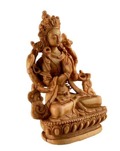 Statue Chenrezig en Résine Marron Clair – Artisanat Bouddhiste du Népal