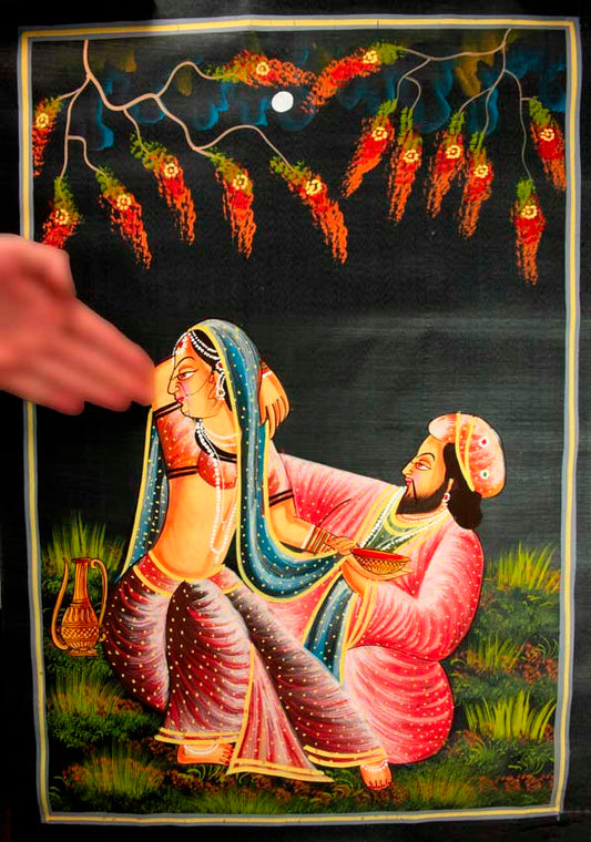 Peinture Moghole Miniature Indienne – Maharaja et Princesse