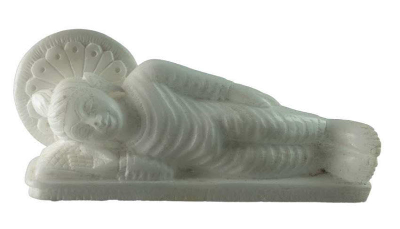 Statue Bouddha Nirvana En Marbre Blanc – Artisanat Indien Symbole D’Éveil