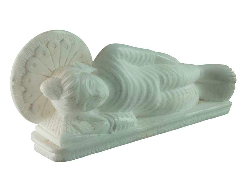 Statue Bouddha Nirvana En Marbre Blanc – Artisanat Indien Symbole D’Éveil