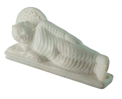 Statue Bouddha Nirvana En Marbre Blanc – Artisanat Indien Symbole D’Éveil