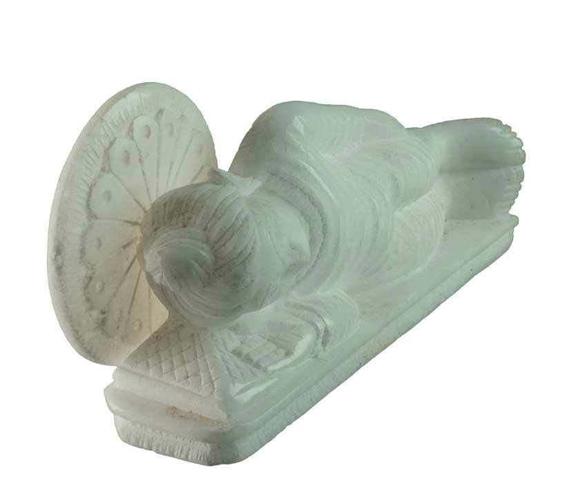 Statue Bouddha Nirvana En Marbre Blanc – Artisanat Indien Symbole D’Éveil