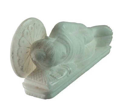 Statue Bouddha Nirvana En Marbre Blanc – Artisanat Indien Symbole D’Éveil
