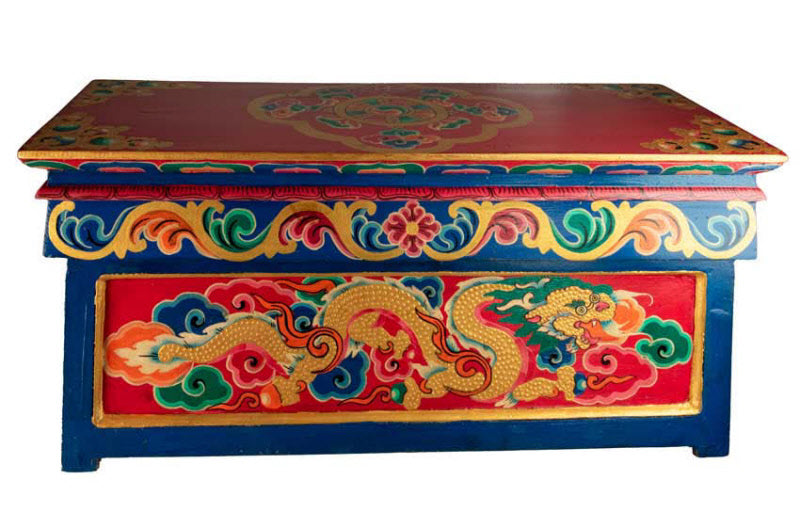 Table de Méditation Tibétaine en Bois – Artisanat Traditionnel du Népal