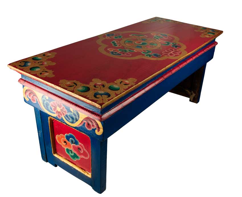 Table de Méditation Tibétaine en Bois – Artisanat Traditionnel du Népal