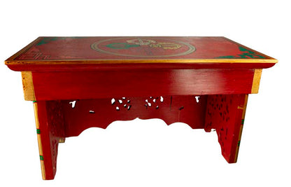 Table de Méditation Tibétaine Pliante en Bois – Motif Lion des Neiges du Népal