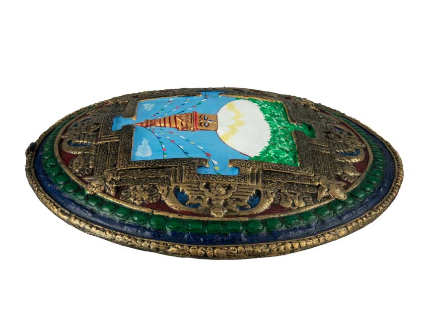 Plaque Murale Mandala Stupa De Bodnath En Terre Cuite Fibrée – Artisanat Du Népal