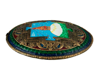 Plaque Murale Mandala Stupa De Bodnath En Terre Cuite Fibrée – Artisanat Du Népal