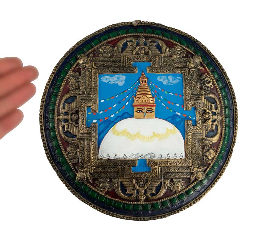 Plaque Murale Mandala Stupa De Bodnath En Terre Cuite – Artisanat Du Népal