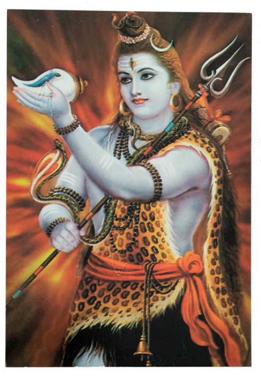 Carte Postale Shiva Avec Conque – Divinité Hindoue De L’Inde