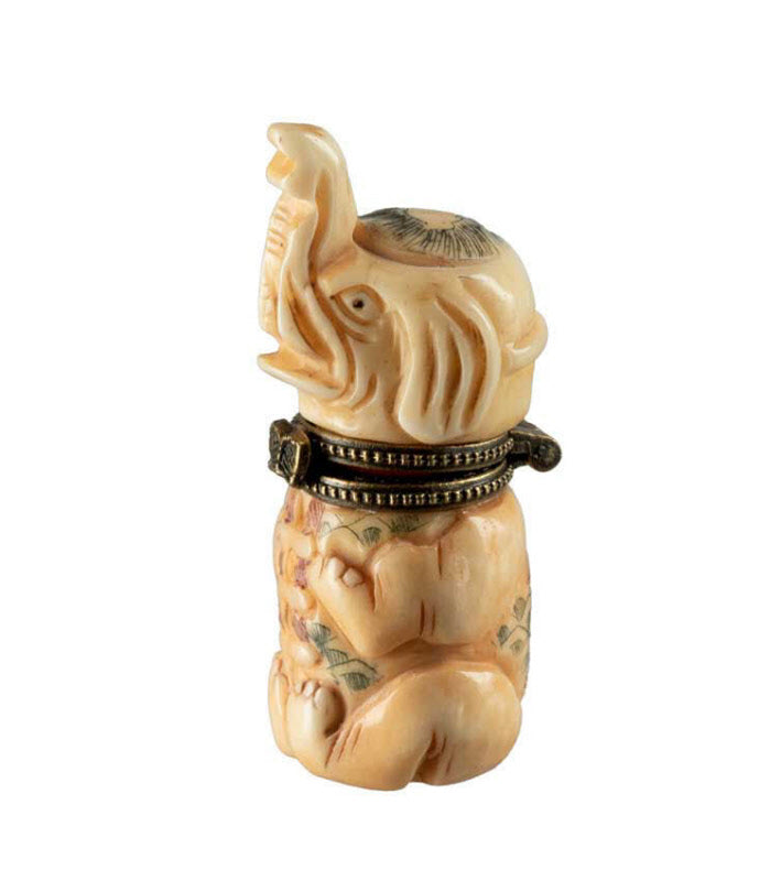 Petite Boîte Décorative Éléphant En Os – Artisanat Chinois