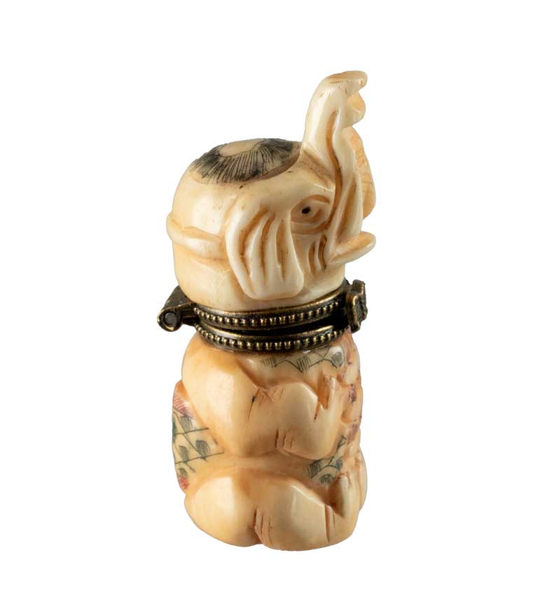 Petite Boîte Décorative Éléphant En Os – Artisanat Chinois