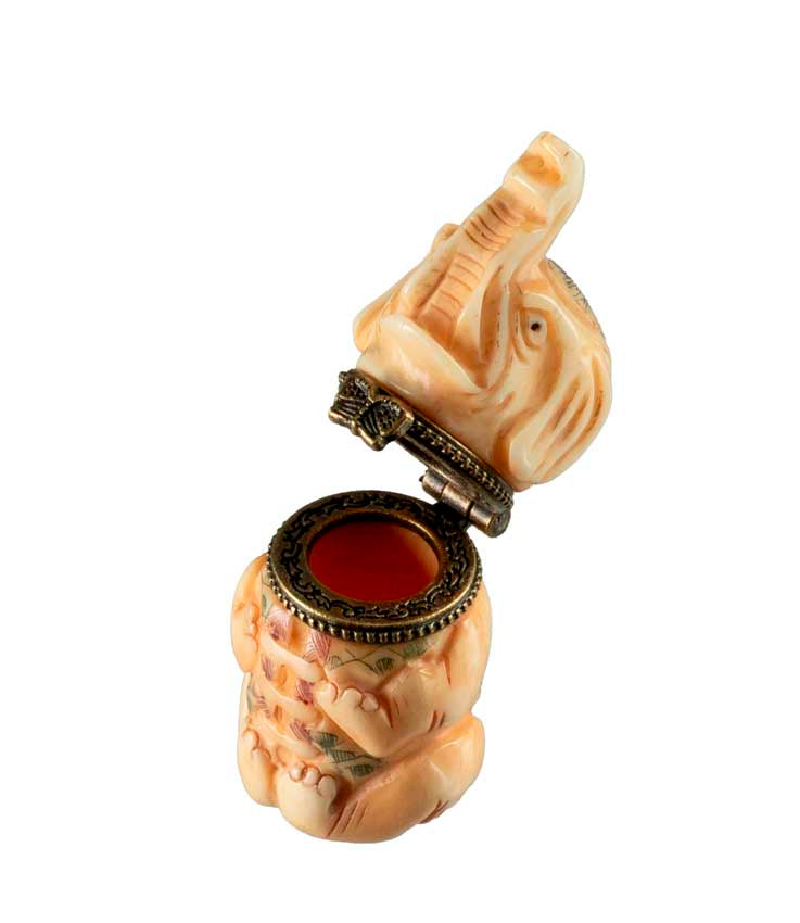 Petite Boîte Décorative Éléphant En Os – Artisanat Chinois