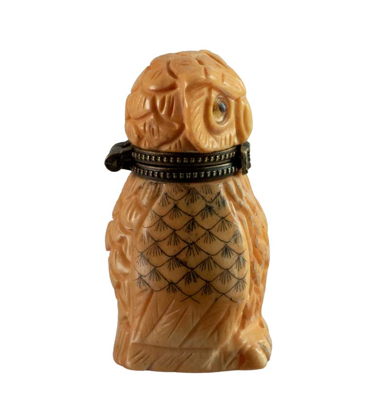 Petite Boîte Décorative Chouette En Os – Artisanat Chinois