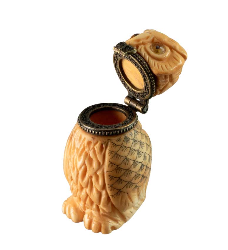 Petite Boîte Décorative Chouette En Os – Artisanat Chinois
