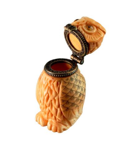 Petite Boîte Décorative Chouette En Os – Artisanat Chinois