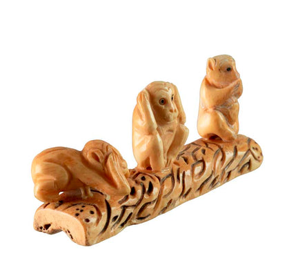 Statuette 3 Singes De La Sagesse En Os Sculpté – Artisanat Chinois