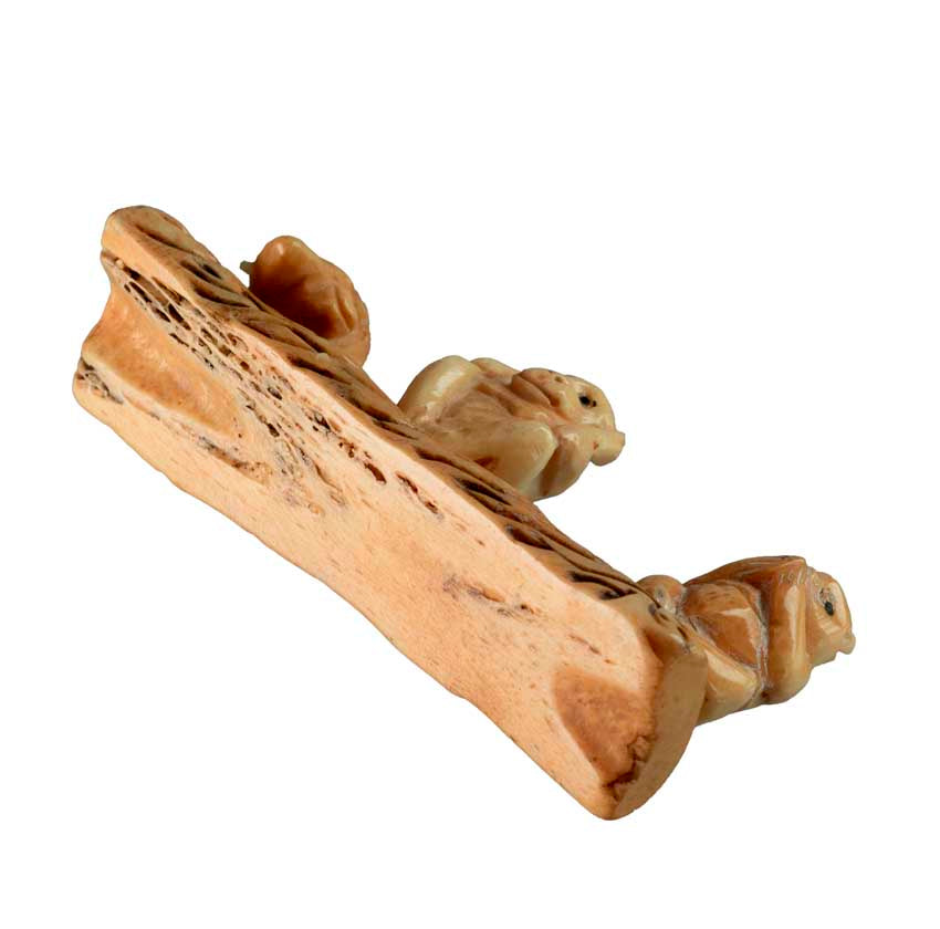 Statuette 3 Singes De La Sagesse En Os Sculpté – Artisanat Chinois