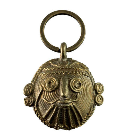 Porte-Clés Original Tribal – Visage Indien en Laiton