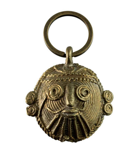 Porte-Clés Original Tribal – Visage Indien en Laiton