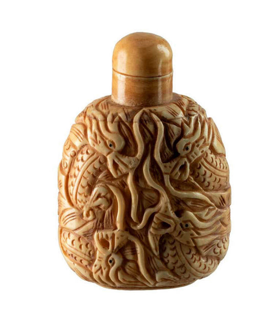 Flacon En Os Sculpté Dragon – Artisanat Chinois Et Tibétain