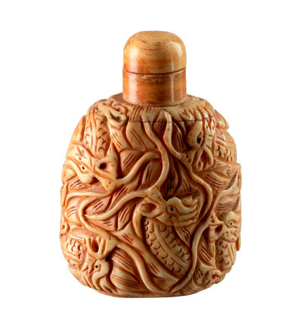Flacon En Os Sculpté Dragon – Artisanat Chinois Et Tibétain
