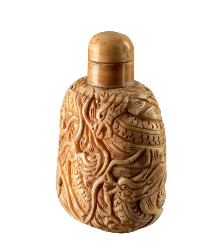 Flacon En Os Sculpté Dragon – Artisanat Chinois Et Tibétain