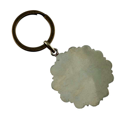 Porte-Clé Om Bouddhiste en Laiton et Résine Bleue – Artisanat Népalais