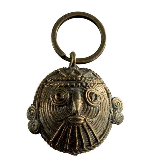 Porte-Clés Tribal Indien – Visage Ethnique en Laiton