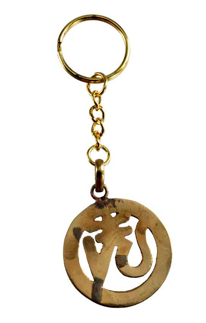 Porte-Clé Original Om Bouddhiste en Cuivre et Résine Rouge