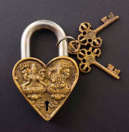 Cadenas Décoratif En Forme De Cœur Lakshmi Et Ganesh – Artisanat Du Népal