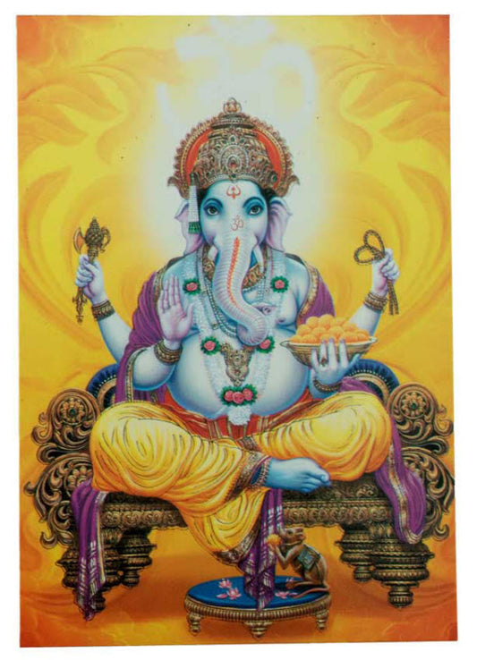 Carte Postale Ganesh Assis – Art Hindou Du Népal