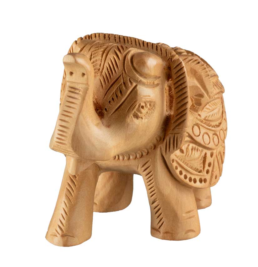 Statuette Éléphant En Bois – Artisanat Indien