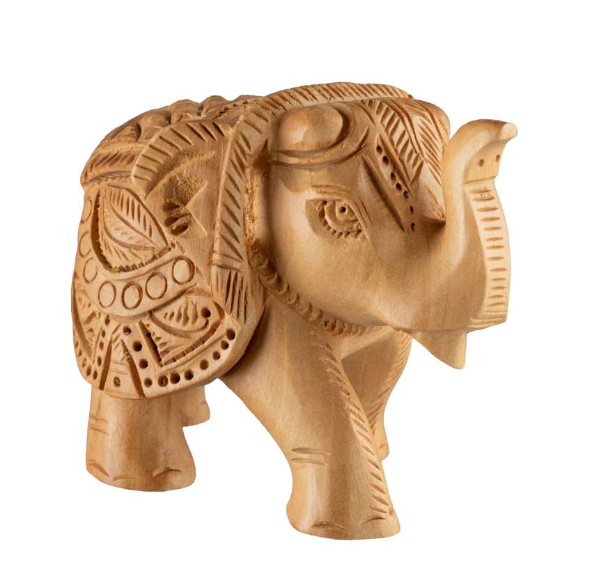 Statuette Éléphant En Bois – Artisanat Indien