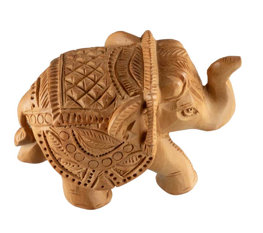 Statuette Éléphant En Bois – Artisanat Indien