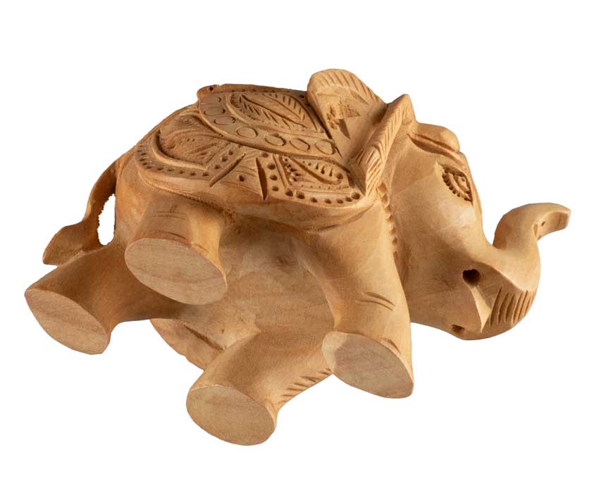 Statuette Éléphant En Bois – Artisanat Indien