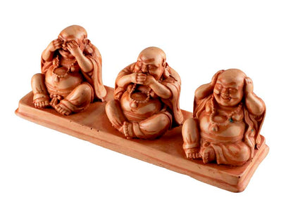 Statuette 3 Bouddhas De La Sagesse En Résine – Artisanat Népalais – Les Trois Singes De La Sagesse