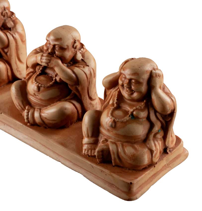 Statuette 3 Bouddhas De La Sagesse En Résine – Artisanat Népalais – Les Trois Singes De La Sagesse