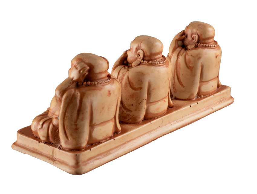 Statuette 3 Bouddhas De La Sagesse En Résine – Artisanat Népalais – Les Trois Singes De La Sagesse