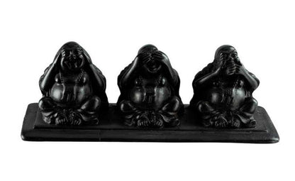 Statuette 3 Singes De La Sagesse En Résine Noire – Artisanat Népalais